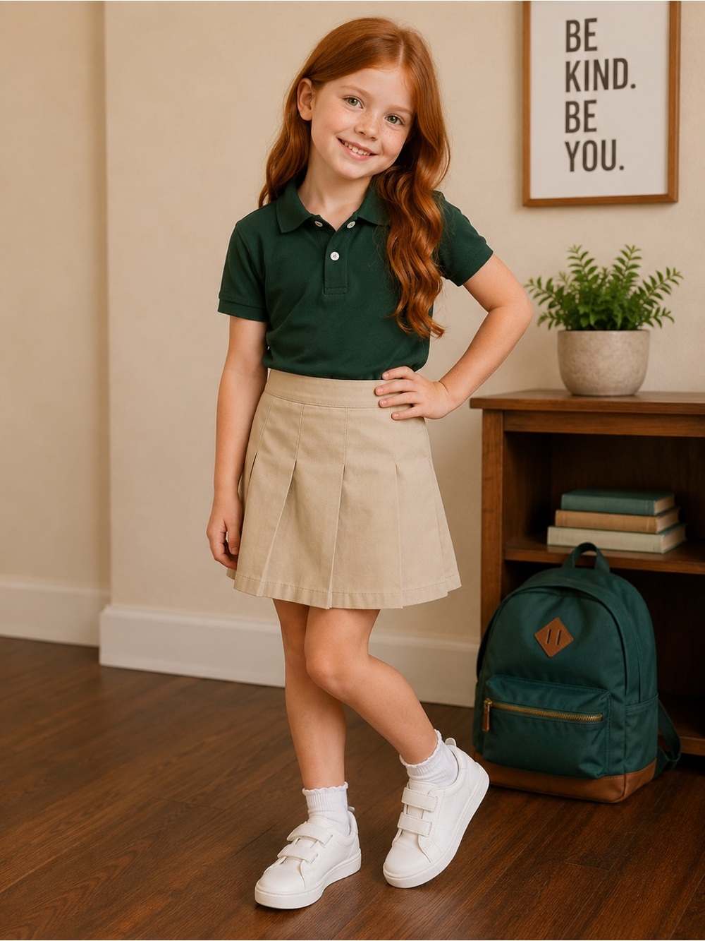 NWT - UNISEX Old Navy Uniform Polo Shirt – Girls Size 6-7 Hunter Green Unisex